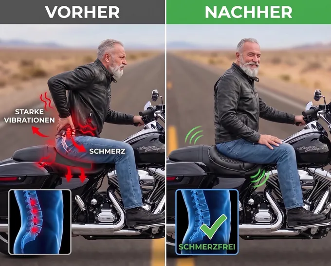 Vorher / nachher: Vibrationen und Rückenschmerzen vs. schmerzfreie Haltung mit der SelleZen